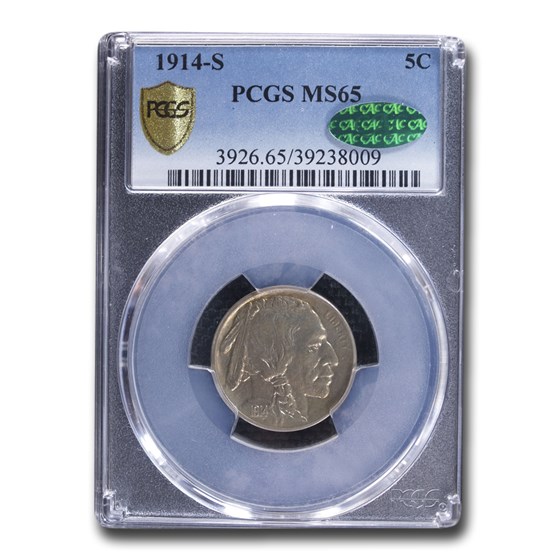 1914-S Buffalo Nickel MS-65 PCGS CAC 1914-S Buffalo Nickel MS-65 PCGS CAC